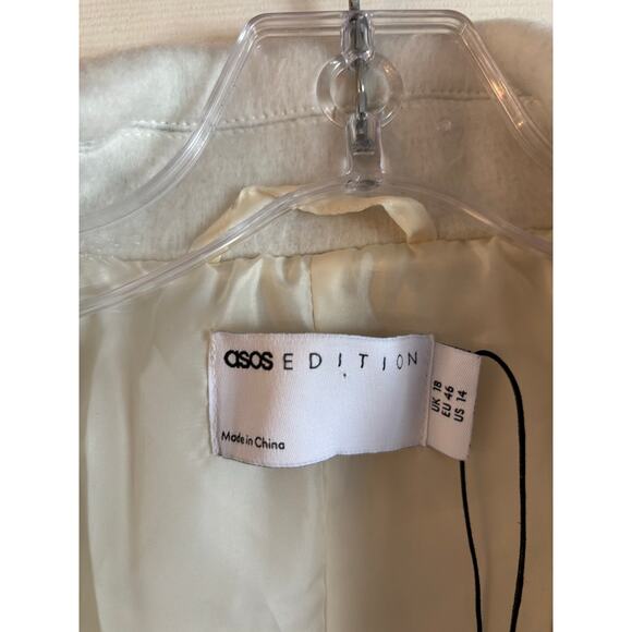 NWT ASOS Edition Women’s Cream Long Coat Double Breasted One Button Size 14 - Picture 5 of 8